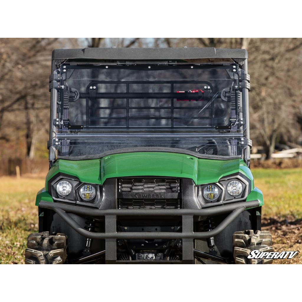 SuperATV Kawasaki MULE PRO - MX Scratch - Resistant Flip Windshield - MojoMotoSport.com