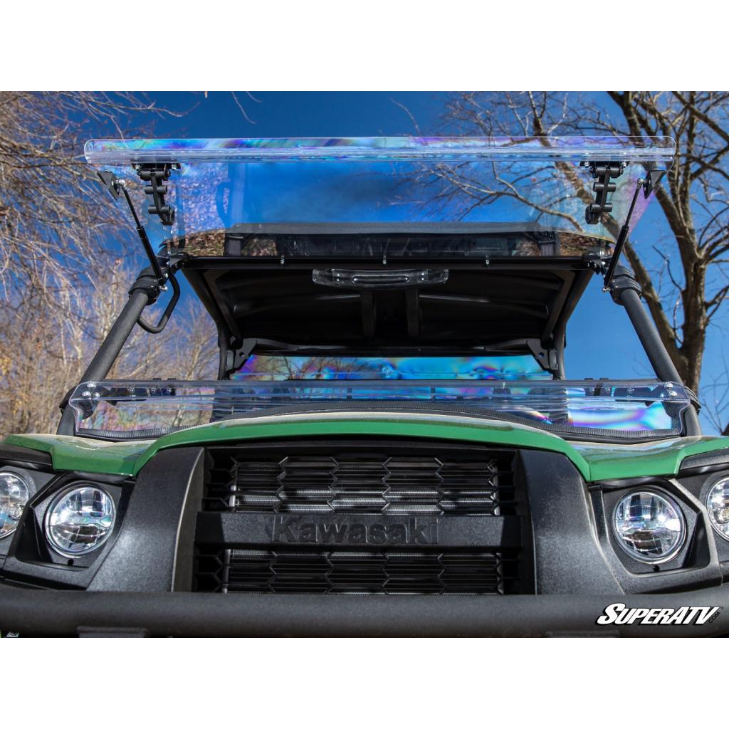 SuperATV Kawasaki MULE PRO - MX Scratch - Resistant Flip Windshield - MojoMotoSport.com