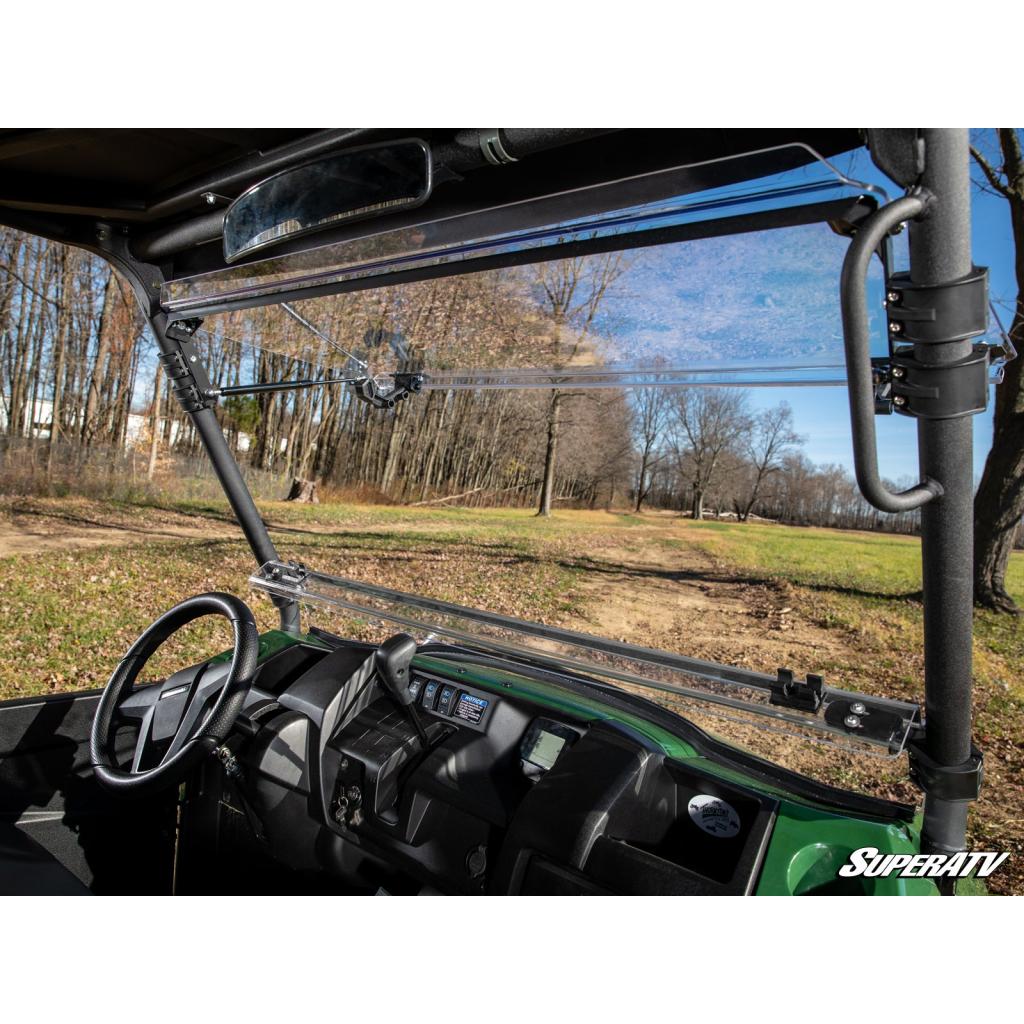 SuperATV Kawasaki MULE PRO - MX Scratch - Resistant Flip Windshield - MojoMotoSport.com