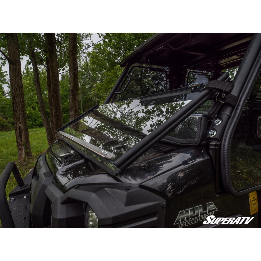 SuperATV Kawasaki Mule Pro Scratch Resistant Flip Down Windshield - MojoMotoSport.com