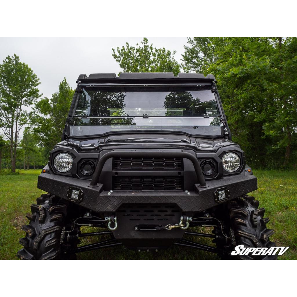 SuperATV Kawasaki Mule Pro Scratch Resistant Flip Down Windshield - MojoMotoSport.com