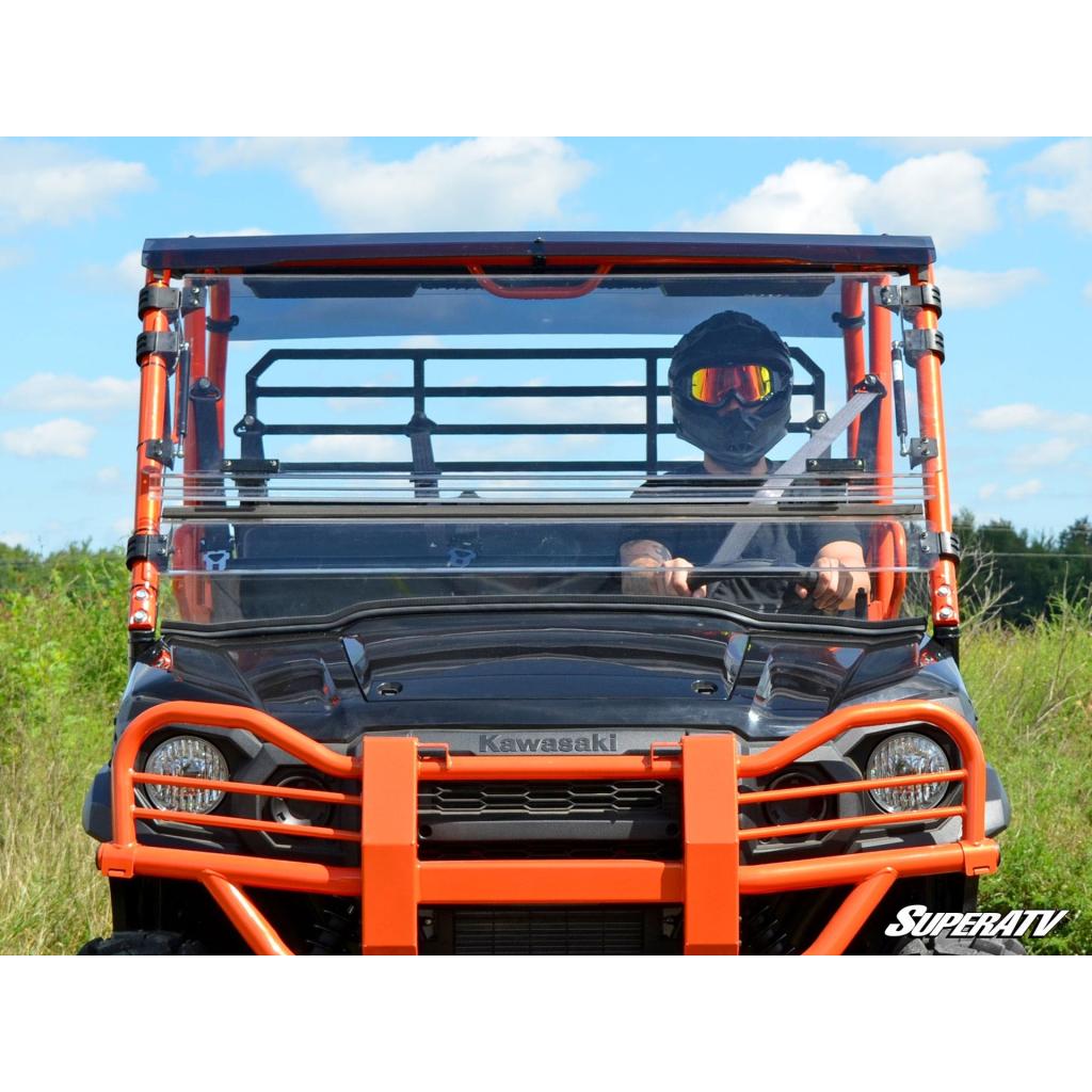 SuperATV Kawasaki Mule Pro Scratch Resistant Flip Windshield - MojoMotoSport.com