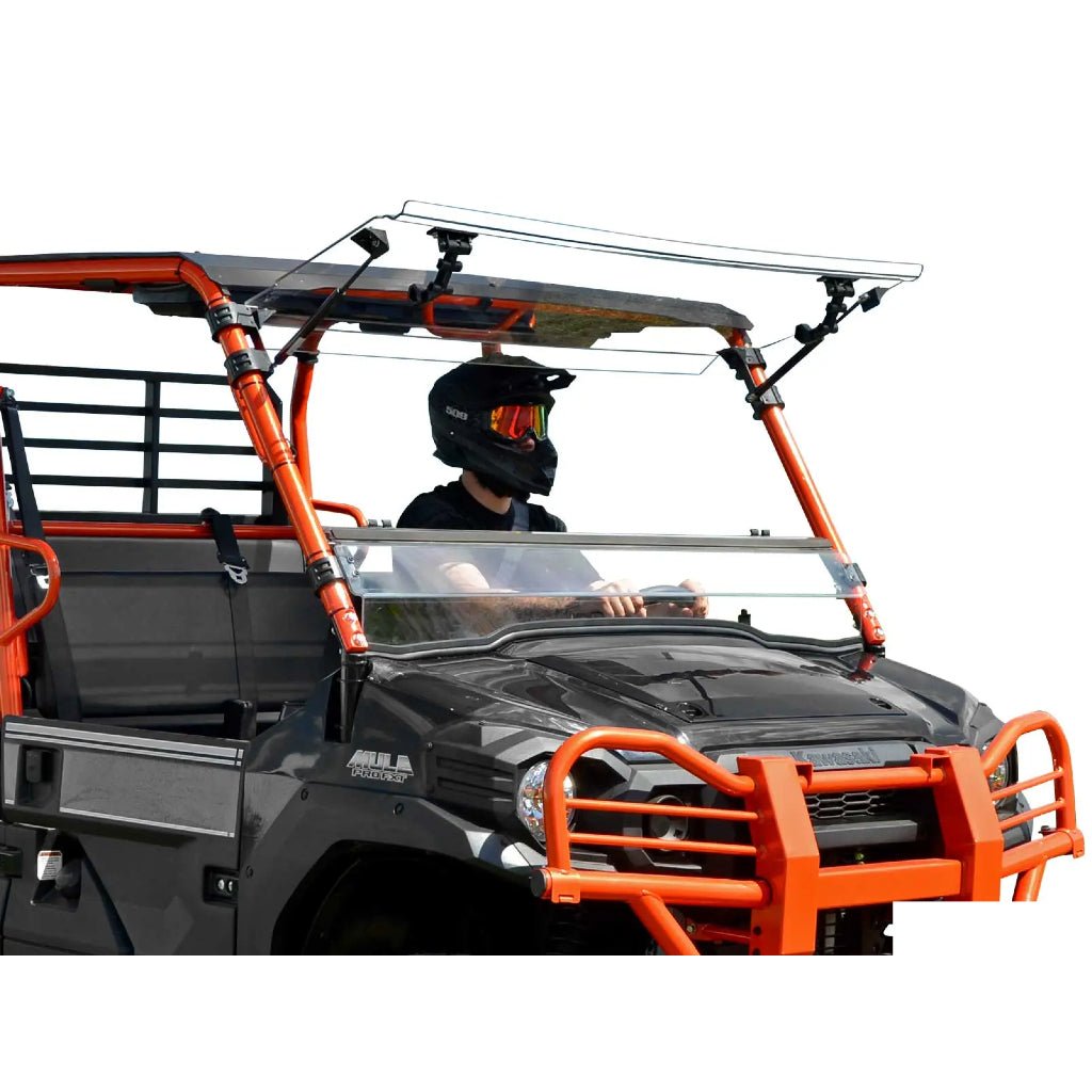 SuperATV Kawasaki Mule Pro Scratch - Resistant Flip Windshield - MojoMotoSport.com