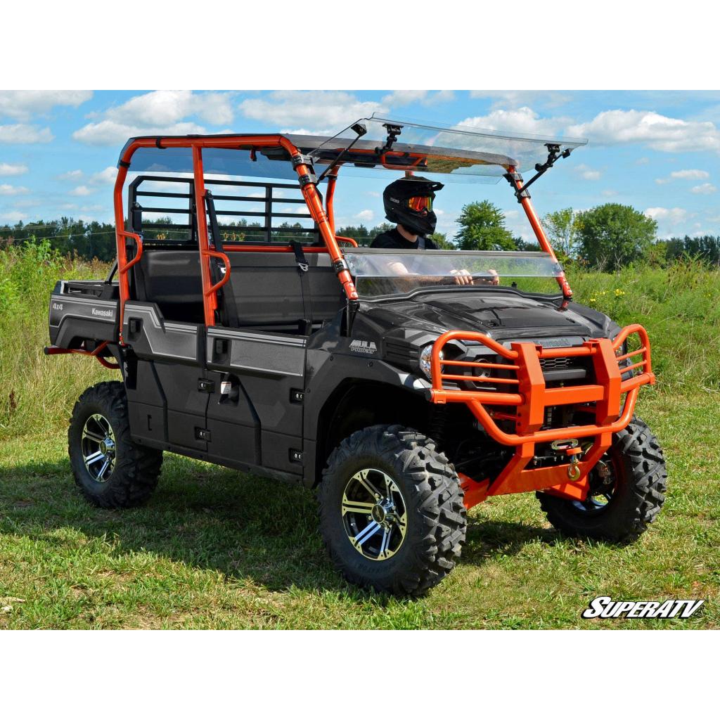 SuperATV Kawasaki Mule Pro Scratch Resistant Flip Windshield - MojoMotoSport.com