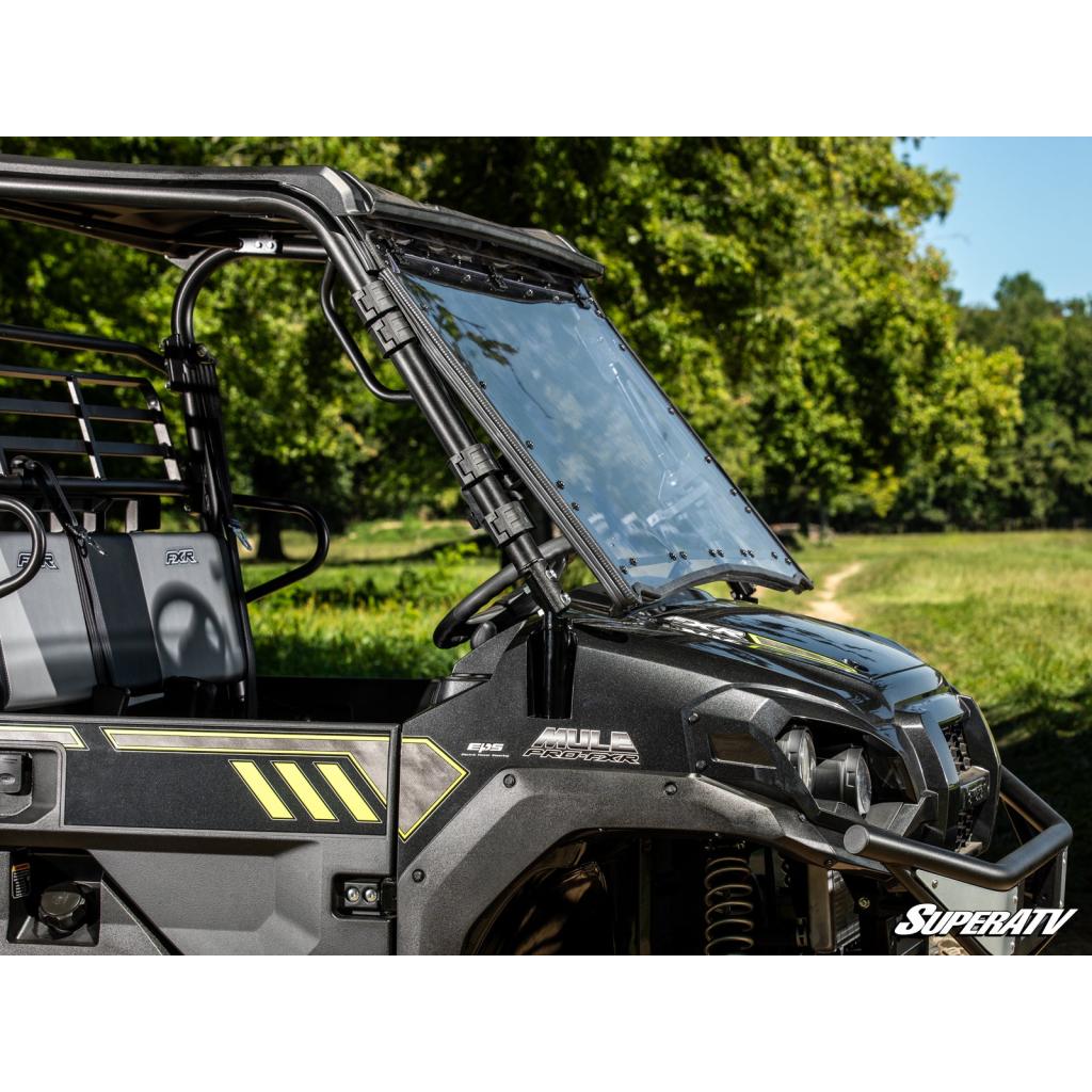 SuperATV Kawasaki Mule Pro Scratch Resistant Flip Windshield - MojoMotoSport.com