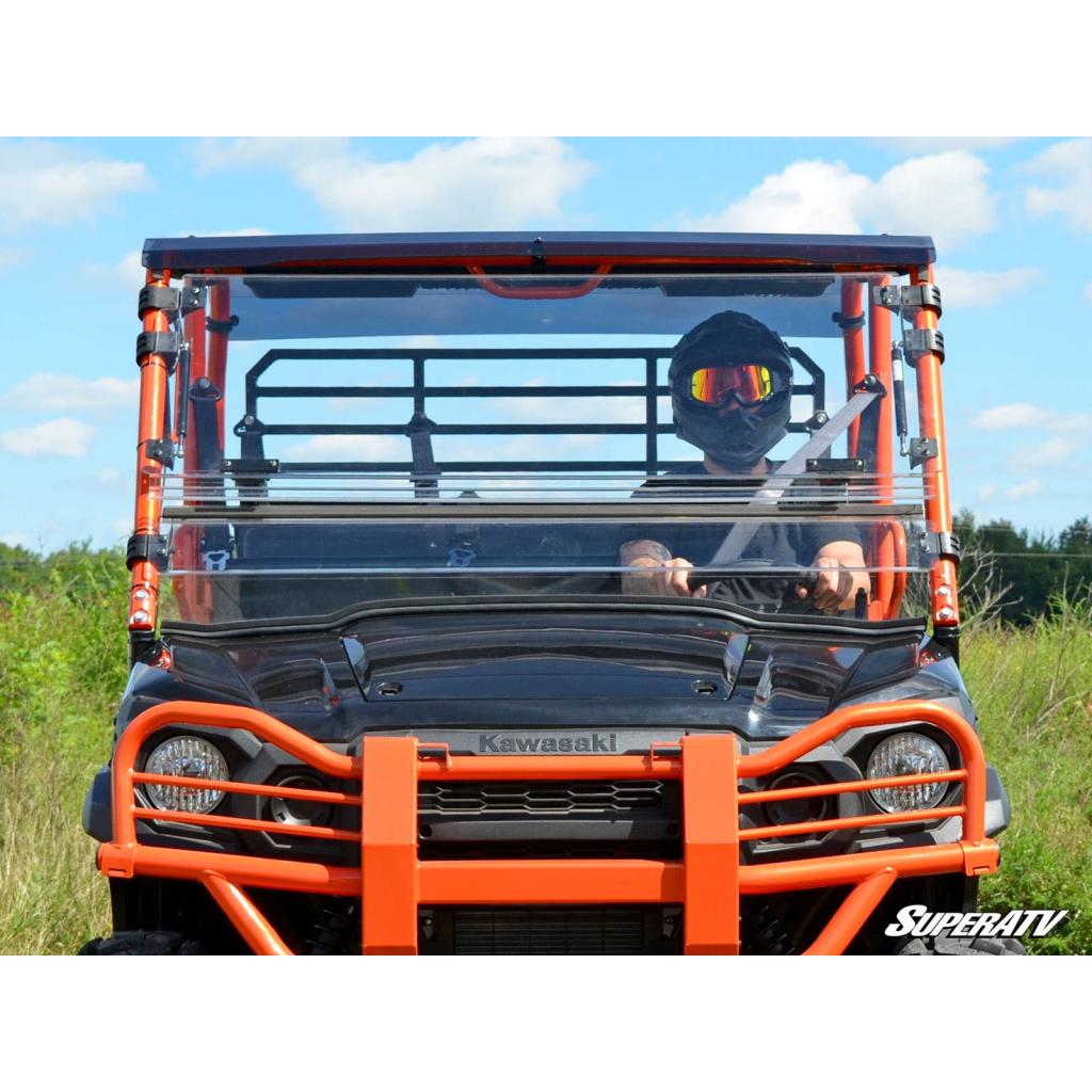 SuperATV Kawasaki Mule Pro Scratch - Resistant Flip Windshield - MojoMotoSport.com