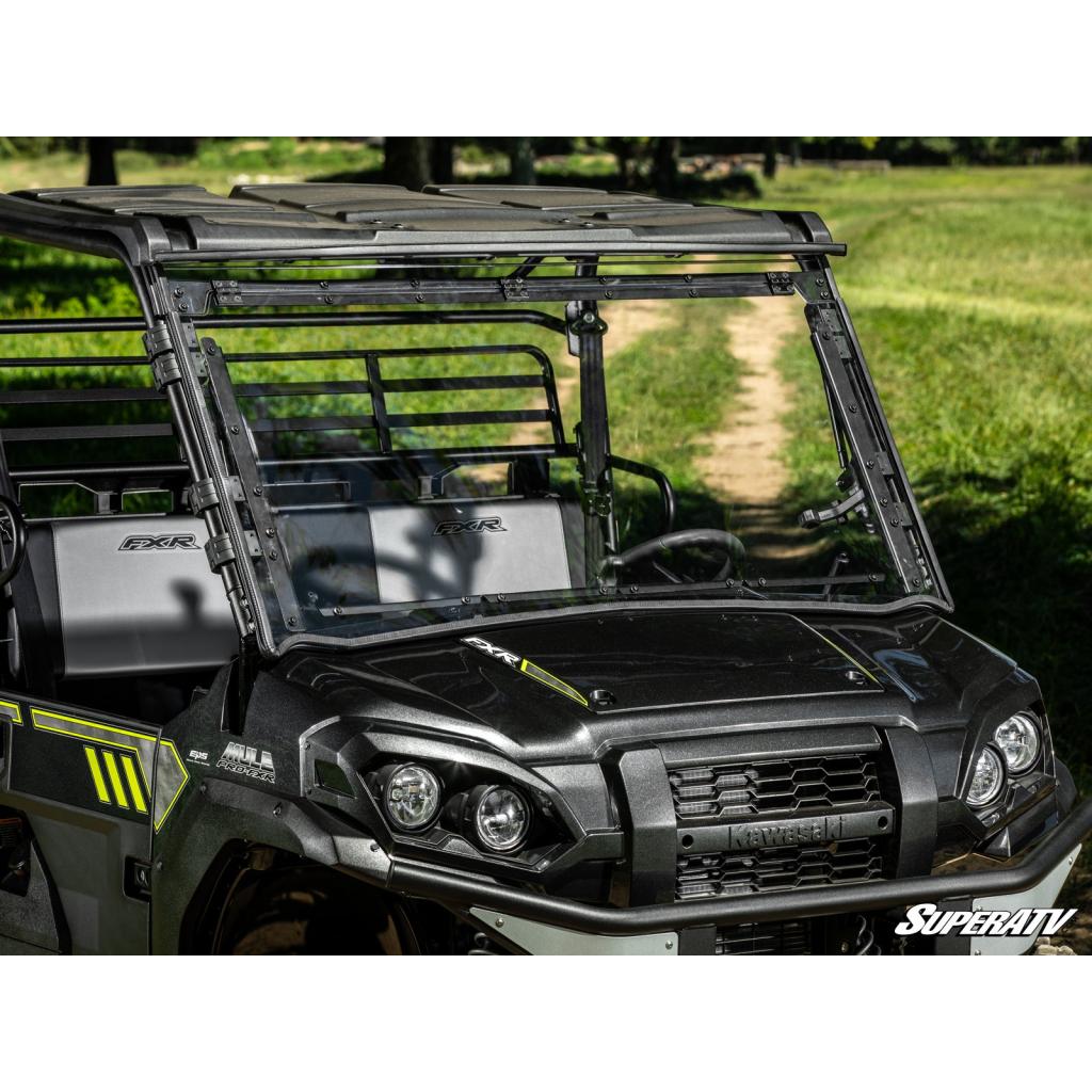 SuperATV Kawasaki Mule Pro Scratch Resistant Flip Windshield - MojoMotoSport.com