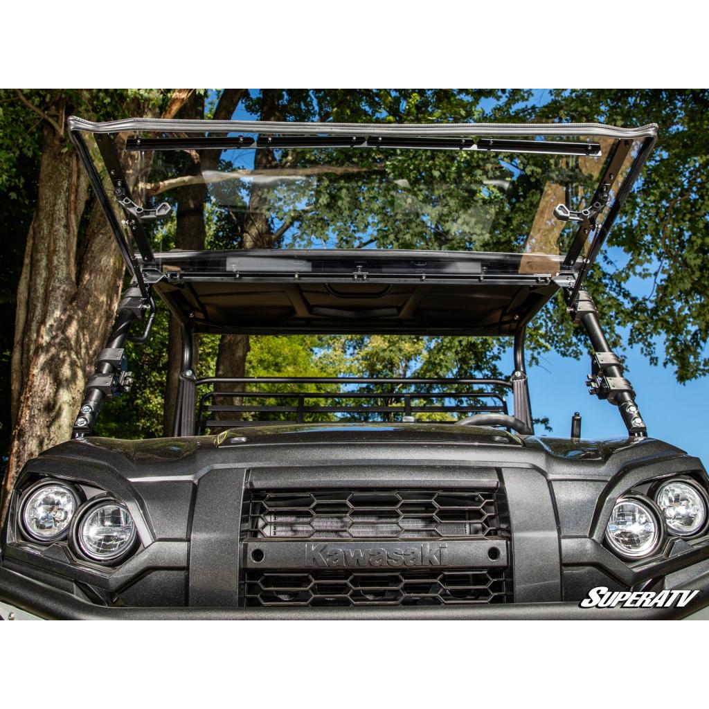SuperATV Kawasaki Mule Pro Scratch Resistant Flip Windshield - MojoMotoSport.com
