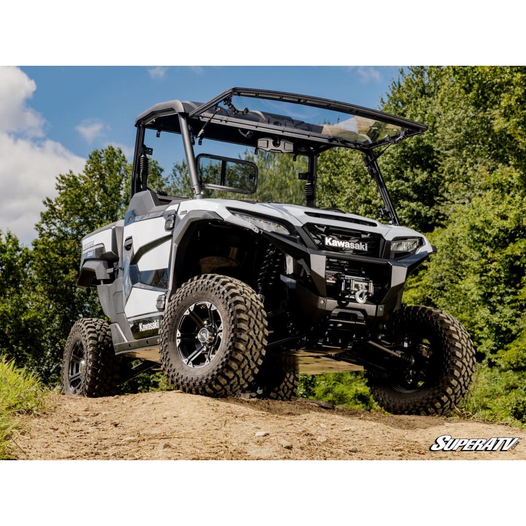 SuperATV Kawasaki Ridge Scratch - Resistant Flip Windshield - MojoMotoSport.com