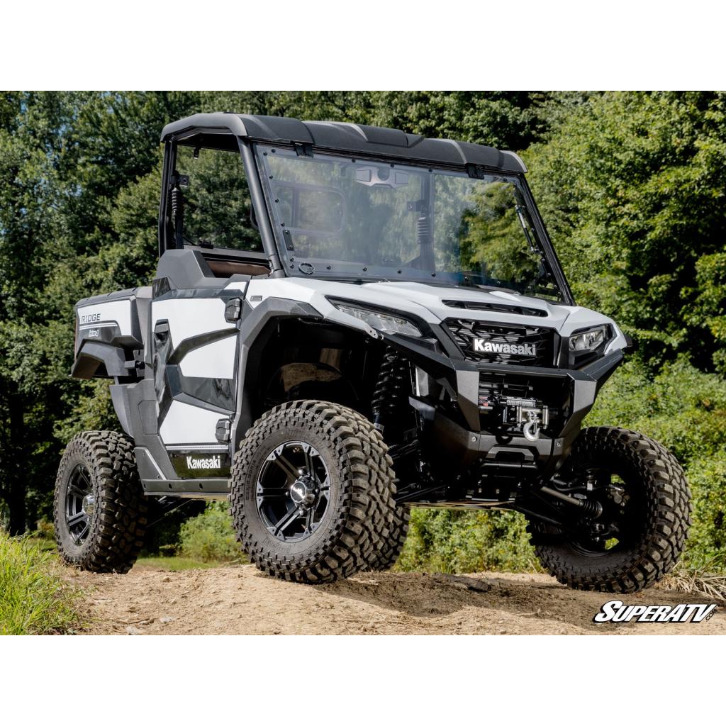 SuperATV Kawasaki Ridge Scratch - Resistant Flip Windshield - MojoMotoSport.com