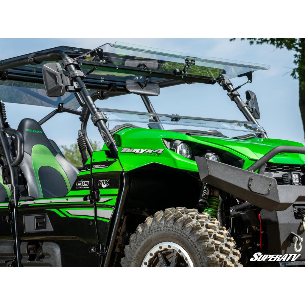 SuperATV Kawasaki Teryx 750 / 800 Scratch Resistant Flip Windshield - MojoMotoSport.com