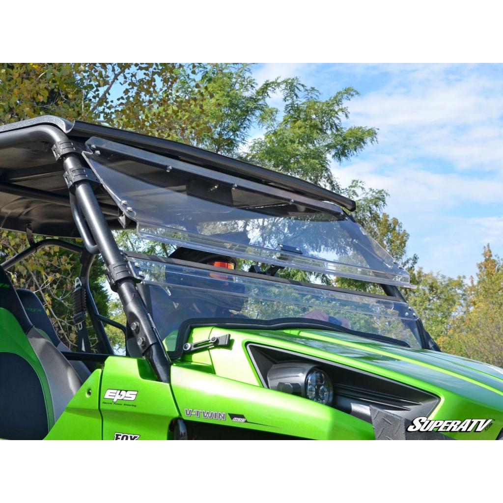 SuperATV Kawasaki Teryx 750 / 800 Scratch Resistant Flip Windshield - MojoMotoSport.com