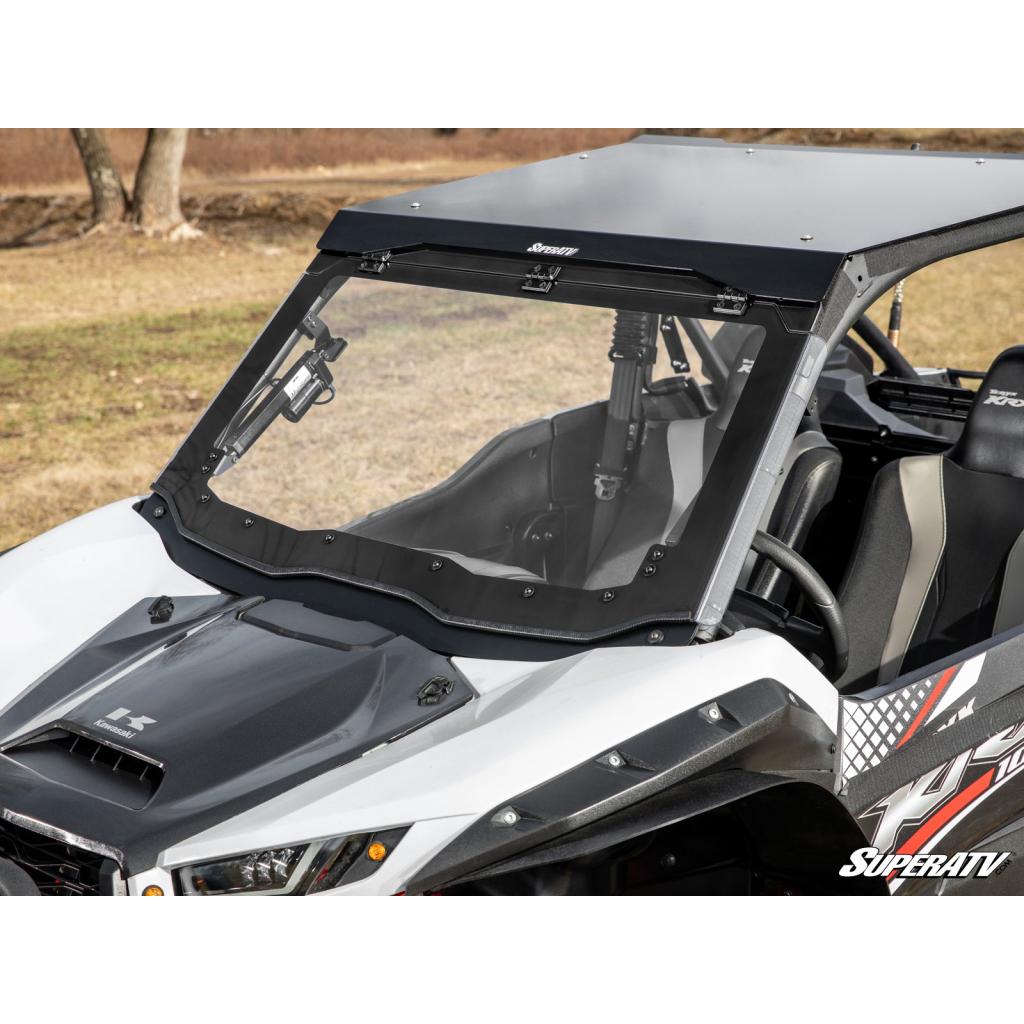 SuperATV Kawasaki Teryx KRX 1000 MaxDrive Power Flip Windshield - MojoMotoSport.com
