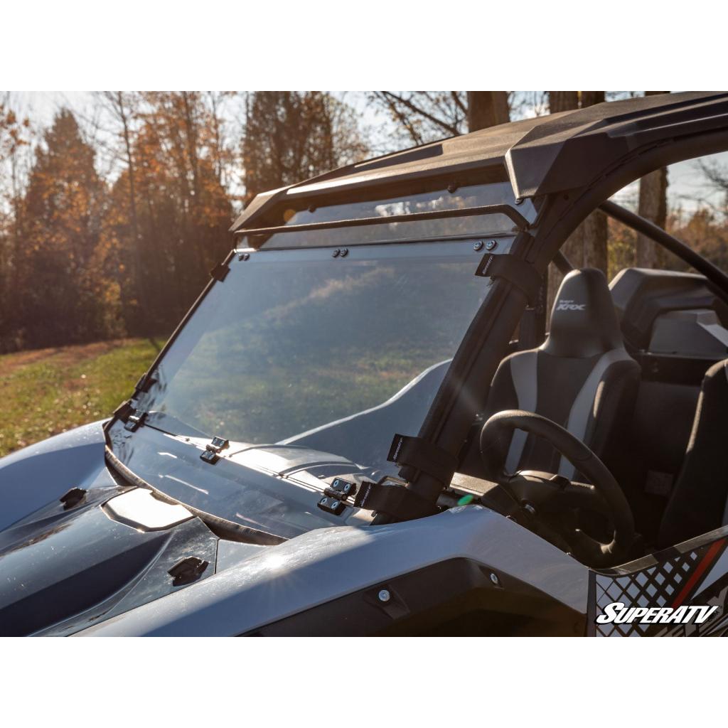 SuperATV Kawasaki Teryx KRX 1000 Scratch Resistant Flip Down Windshield - MojoMotoSport.com