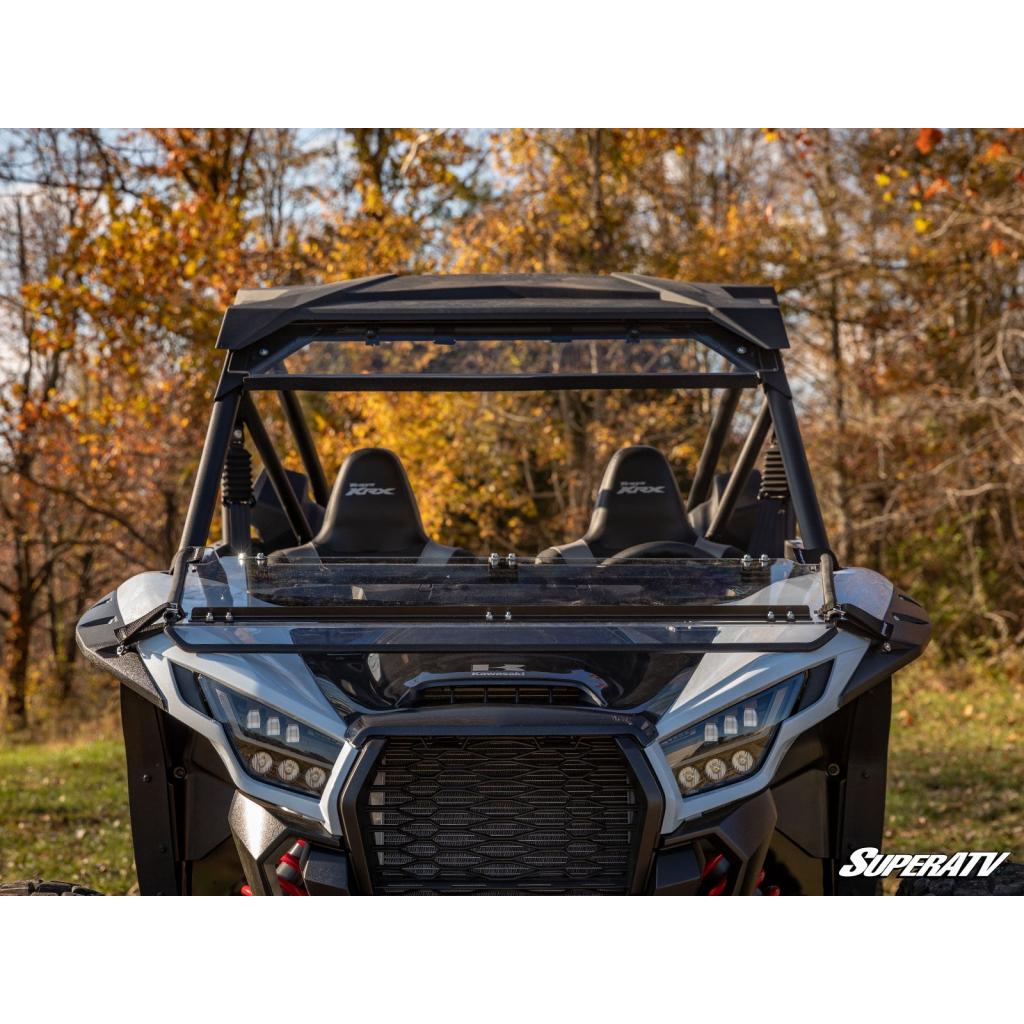 SuperATV Kawasaki Teryx KRX 1000 Scratch Resistant Flip Down Windshield - MojoMotoSport.com