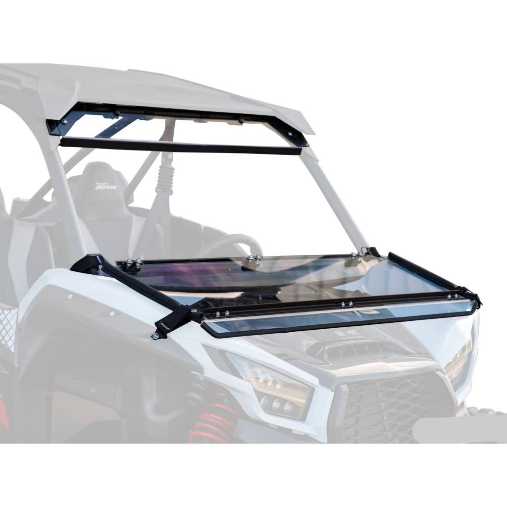 SuperATV Kawasaki Teryx KRX 1000 Scratch Resistant Flip Down Windshield - MojoMotoSport.com