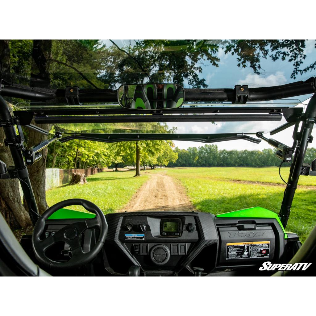 SuperATV Kawasaki Teryx MaxDrive Power Flip Windshield - MojoMotoSport.com