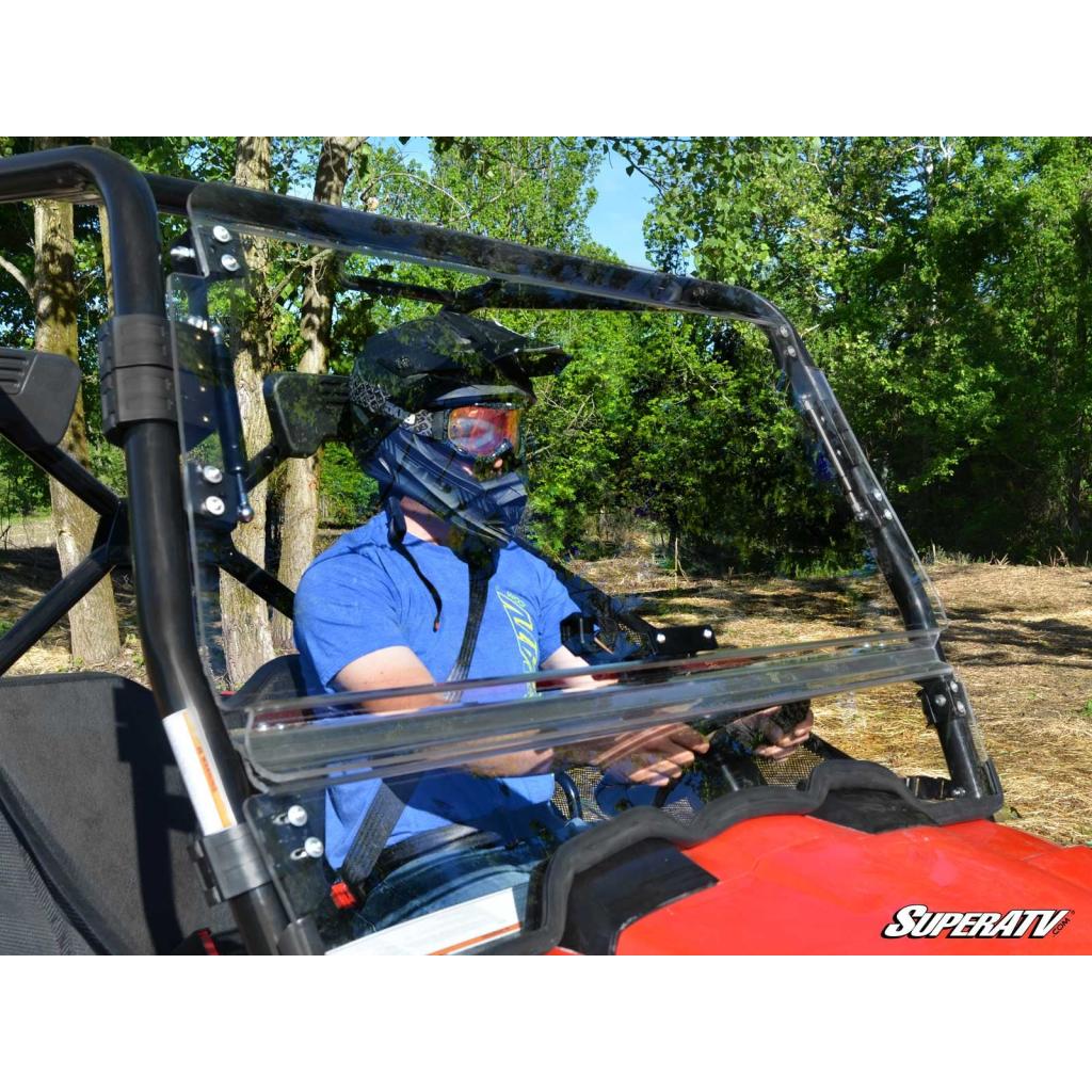SuperATV Kymco UXV 450 Scratch Resistant Flip Windshield - MojoMotoSport.com