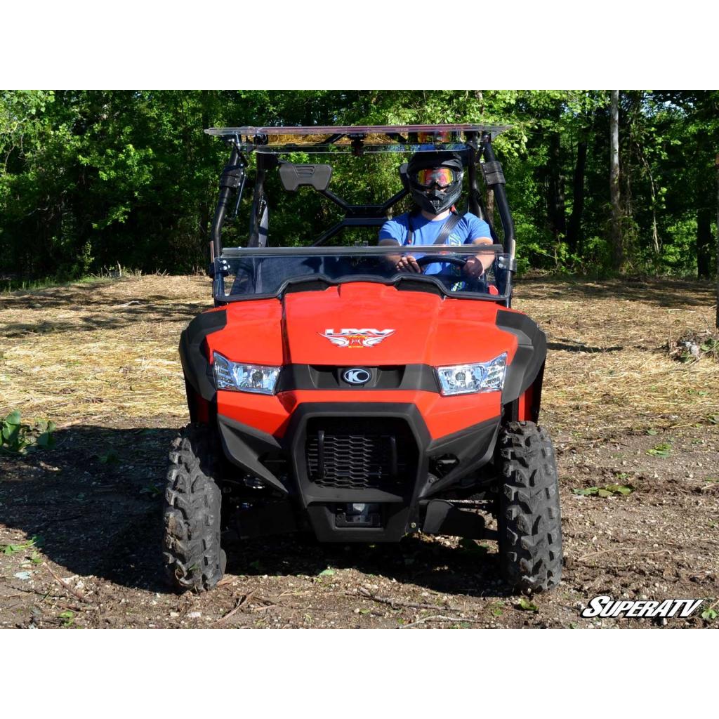 SuperATV Kymco UXV 450 Scratch Resistant Flip Windshield - MojoMotoSport.com
