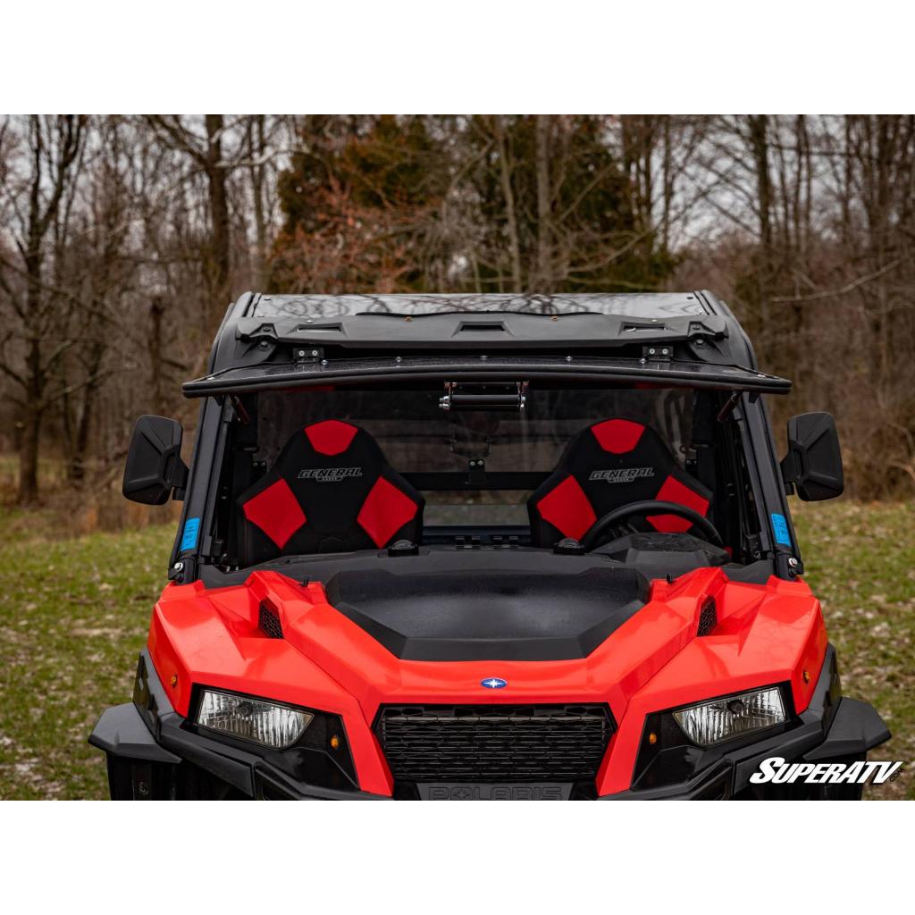 SuperATV Polaris General XP 1000 Scratch - Resistant Flip Windshield - MojoMotoSport.com