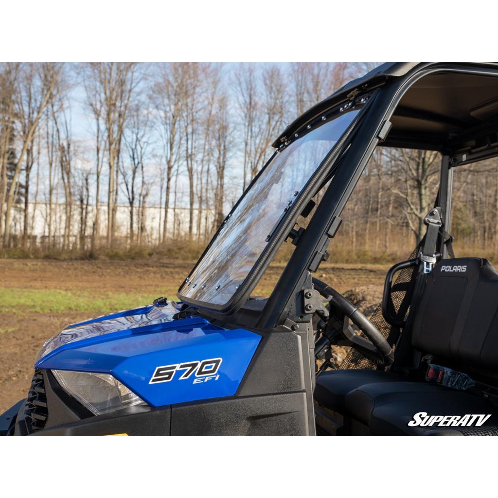 SuperATV Polaris Ranger SP 570 Scratch - Resistant Flip Windshield - MojoMotoSport.com