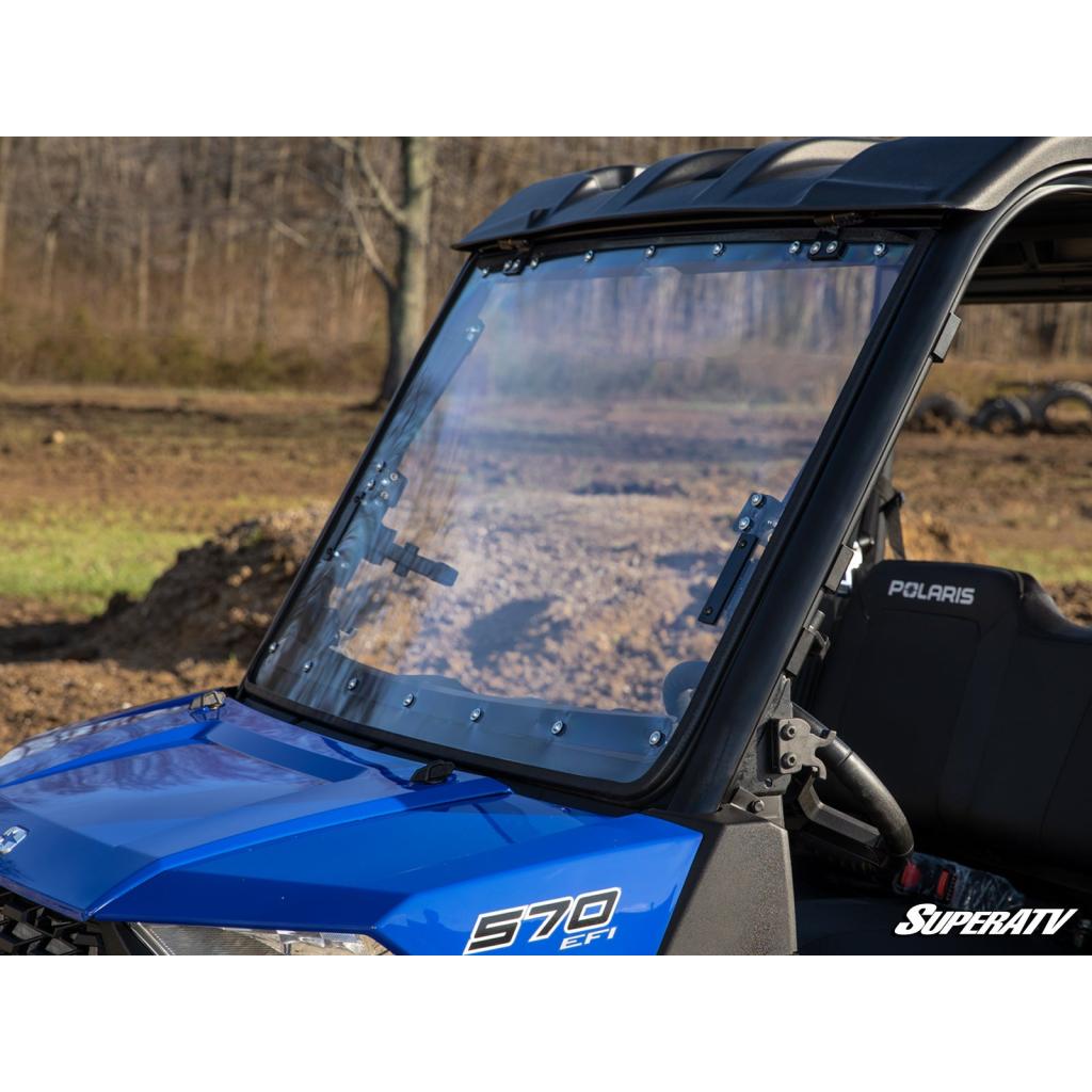 SuperATV Polaris Ranger SP 570 Scratch - Resistant Flip Windshield - MojoMotoSport.com