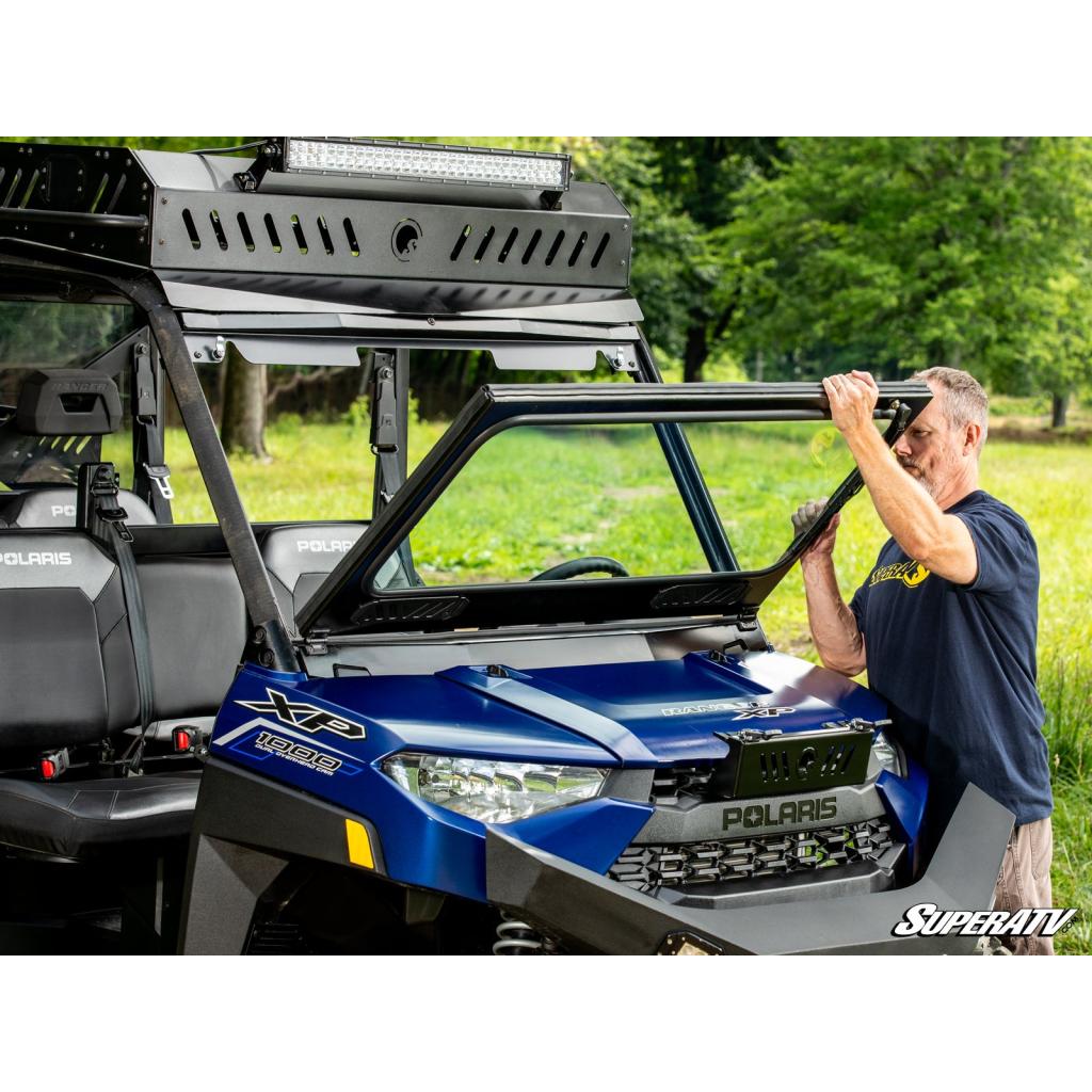 SuperATV Polaris Ranger XP 1000 Flip Down Glass Windshield - MojoMotoSport.com