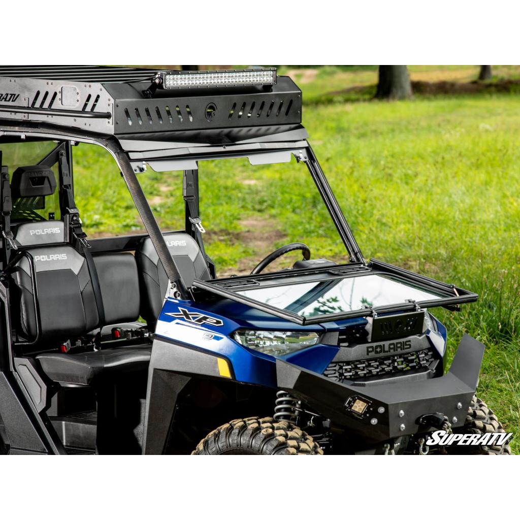 SuperATV Polaris Ranger XP 1000 Flip Down Glass Windshield - MojoMotoSport.com