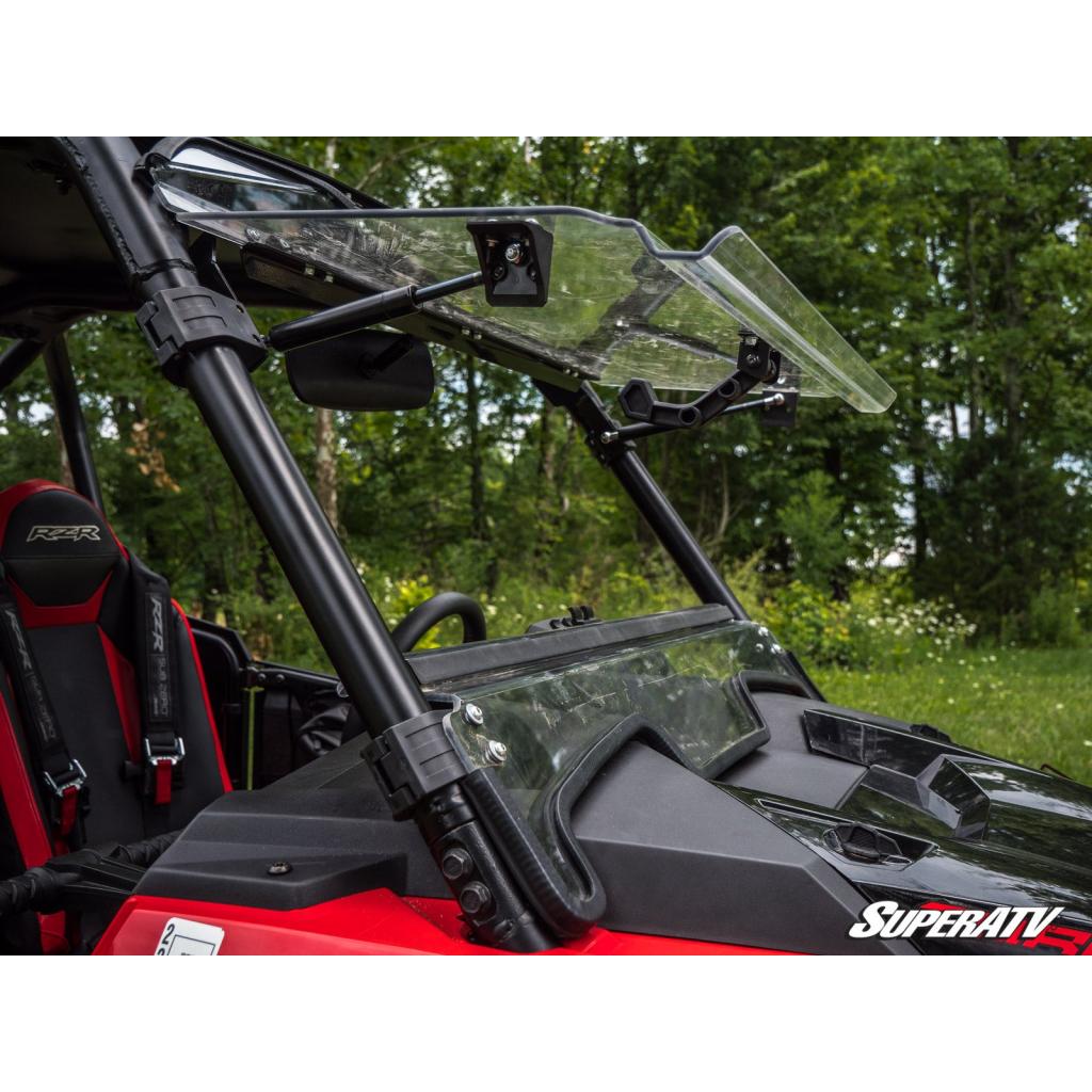 SuperATV Polaris RZR XP Turbo S Scratch Resistant Flip Windshield - MojoMotoSport.com