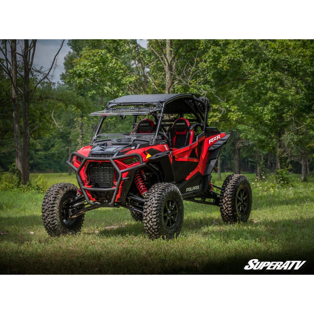 SuperATV Polaris RZR XP Turbo S Scratch Resistant Flip Windshield - MojoMotoSport.com
