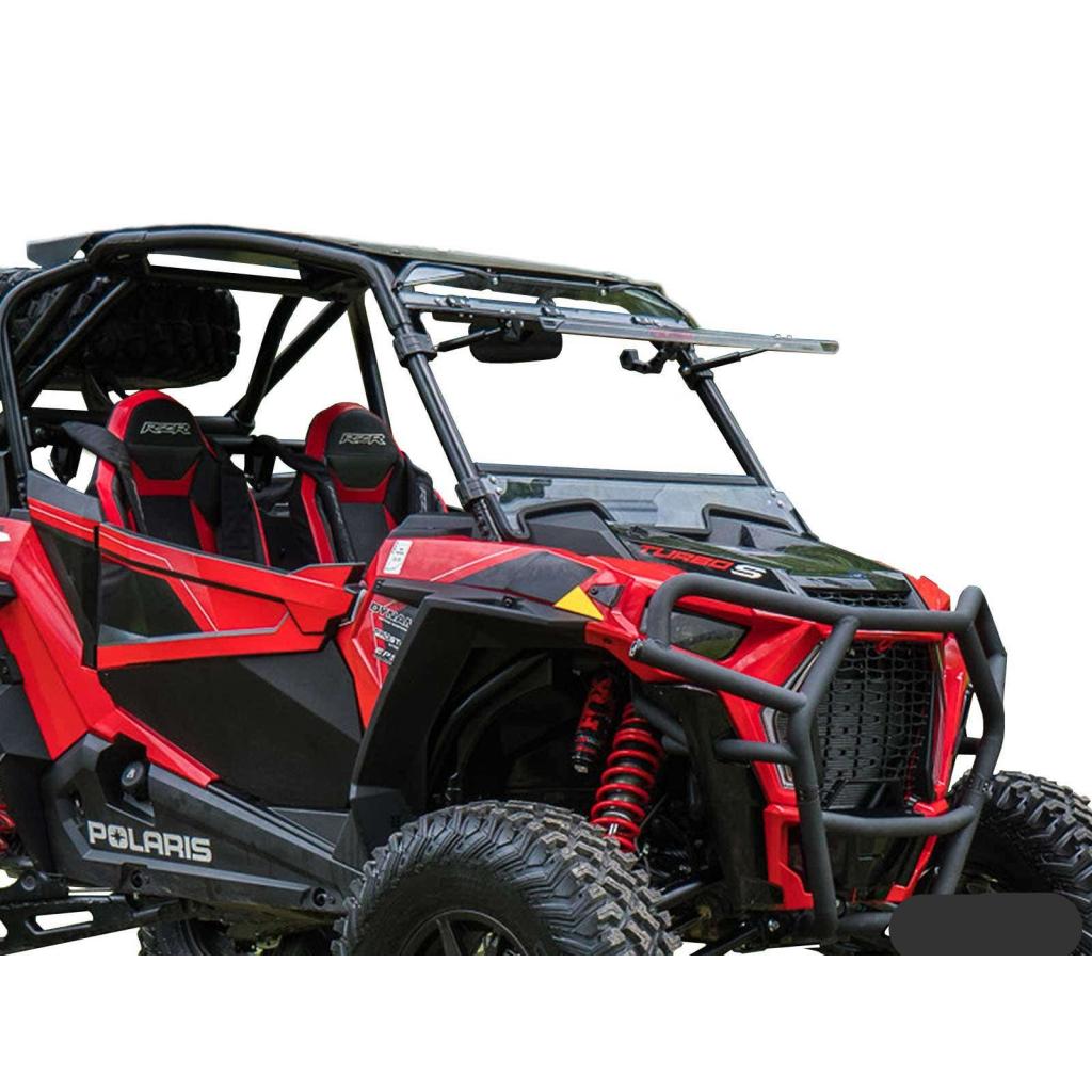 SuperATV Polaris RZR XP Turbo S Scratch Resistant Flip Windshield - MojoMotoSport.com