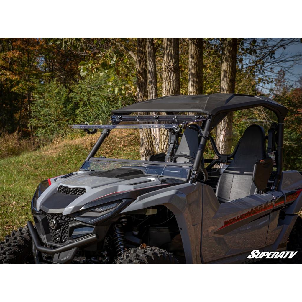 SuperATV Yamaha Wolverine RMAX Scratch Resistant Flip Windshield - MojoMotoSport.com