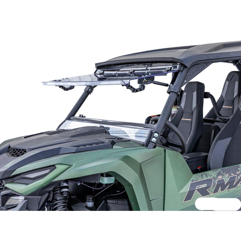 SuperATV Yamaha Wolverine RMAX Scratch Resistant Flip Windshield - MojoMotoSport.com