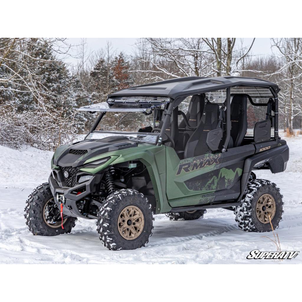 SuperATV Yamaha Wolverine RMAX Scratch Resistant Flip Windshield - MojoMotoSport.com