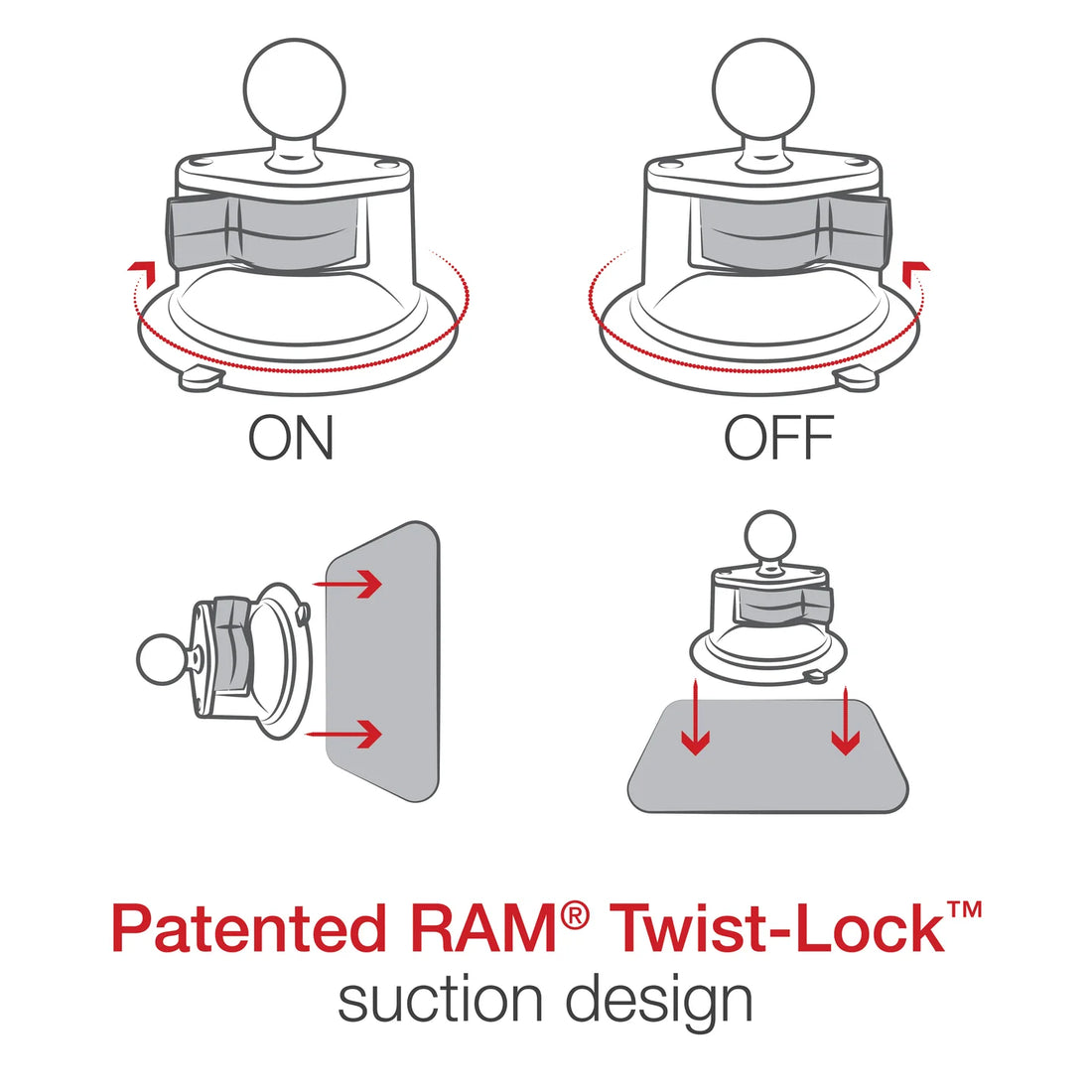 Ram Twist-Lock Suction Cup Base w/ Ball | RAM-B-224-1U