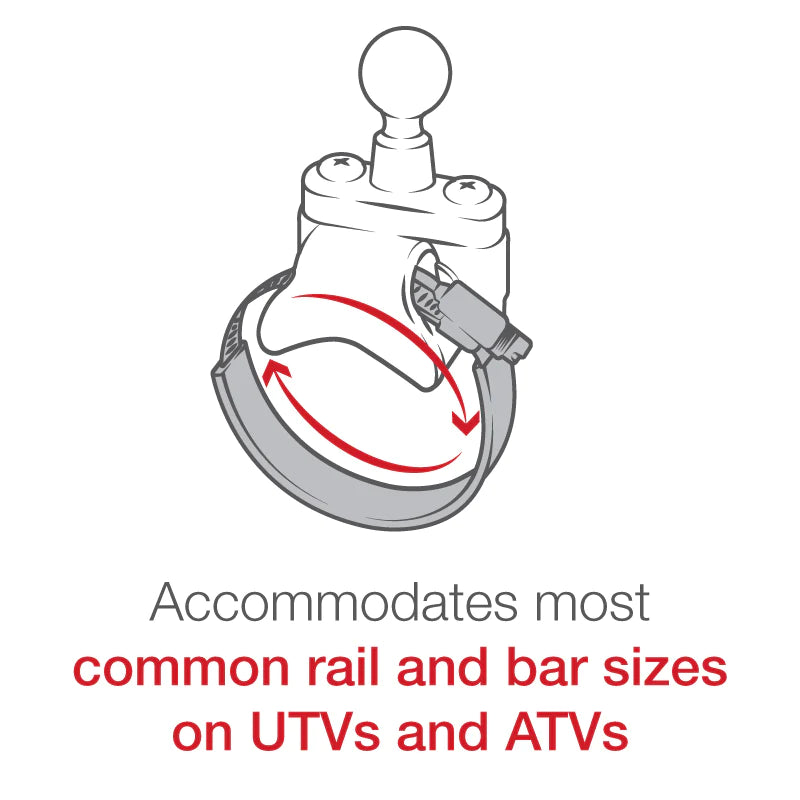 Ram ATV/UTV Ball Base for Rails up to 3.15" - Zinc | RAM-B-231Z-2U