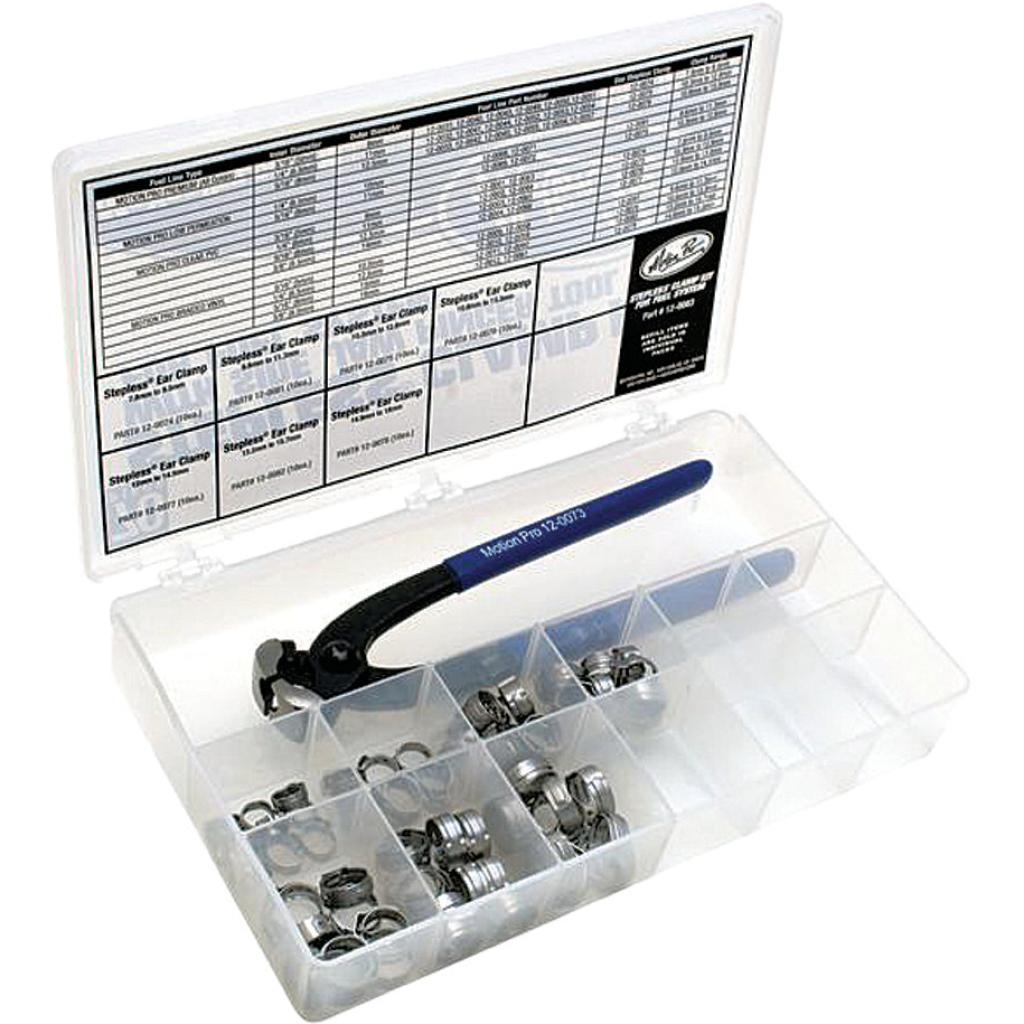 Motion Pro 80-Piece Stepless Clamp Fuel Line Fittings Kit with Pincer Tool