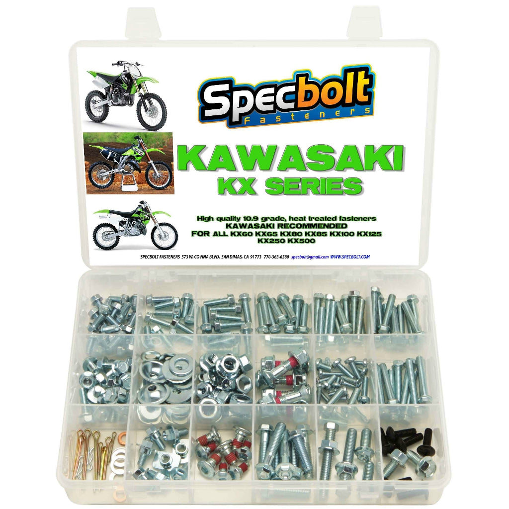 Specbolt - kit de pernos de 250 piezas para kawasaki kx de 2 tiempos - kx250