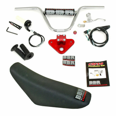 BBR Complete Handlebar/Triple Clamp/Tall Seat Kit Honda CRF50F (04 - 18) - MojoMotoSport.com