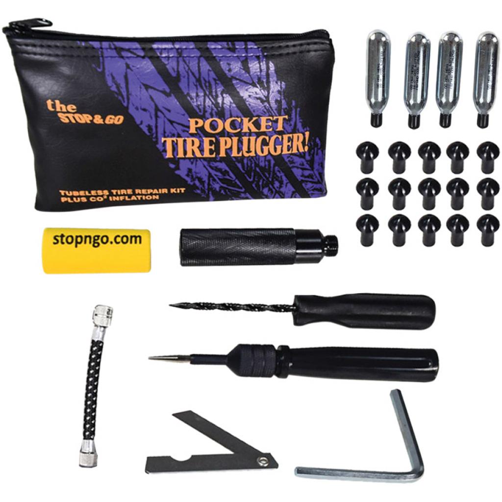 Stop & Go Pocket Tire Plugger Kit w/ CO2 Canisters