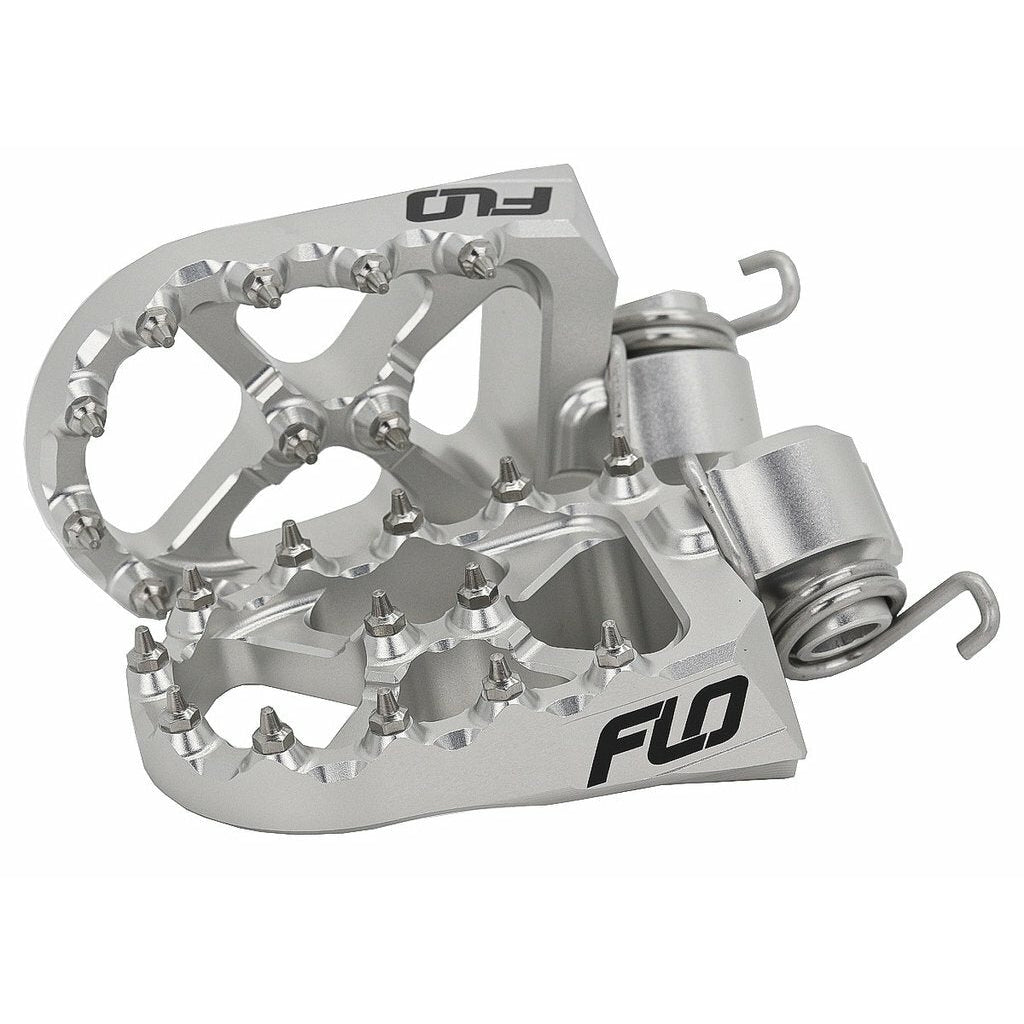 FLO Motorsports Silver 12mm Lowered Footpegs for KTM/Husqvarna/GasGas/Stark - MojoMotoSport.com