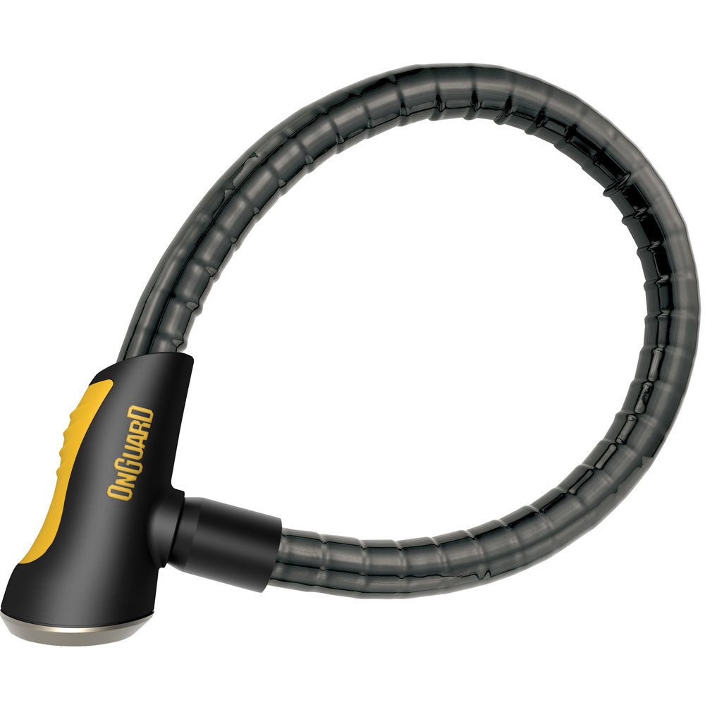 OnGuard Rottweiler Armored Cable Lock Black/Yellow 7 Ft | 8023L - MojoMotoSport.com
