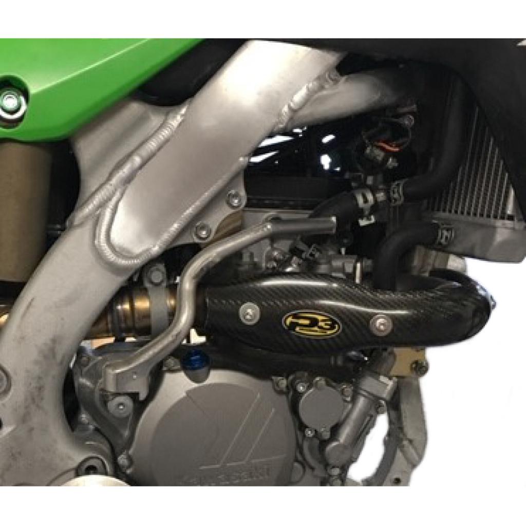 P3 Carbon Fiber Header Heat Shield For Kawasaki | 206056 - MojoMotoSport.com