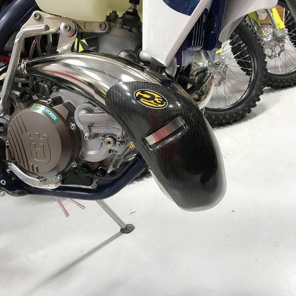 P3 Carbon Fiber Pipe Guard for STOCK Pipes 2019 - 23 KTM/Husqvarna/GasGas 250/300 | 101067 - MojoMotoSport.com