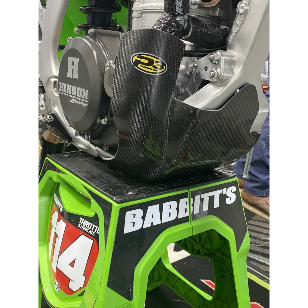 P3 Carbon Fiber Skid Plate For Kawasaki KX250F (19 - 20) | 306052 - MojoMotoSport.com