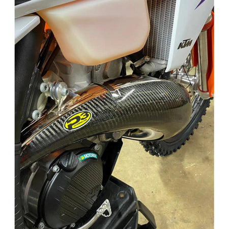 P3 Max Coverage Carbon Fiber Pipe Guard KTM/Husqvarna 250/300 (2023) | 101081 - MojoMotoSport.com