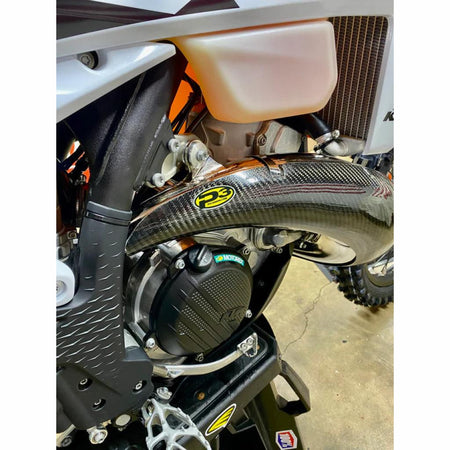 P3 Max Coverage Carbon Fiber Pipe Guard KTM/Husqvarna 250/300 (2023) | 101081 - MojoMotoSport.com