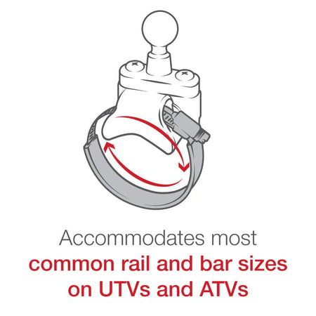 Ram ATV/UTV Ball Base for Rails up to 3.15" - Zinc | RAM - B - 231Z - 2U - MojoMotoSport.com