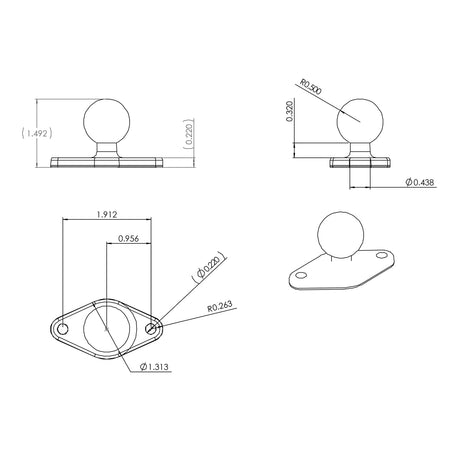 Ram Diamond Ball Base - B Size | RAM - B - 238U - MojoMotoSport.com