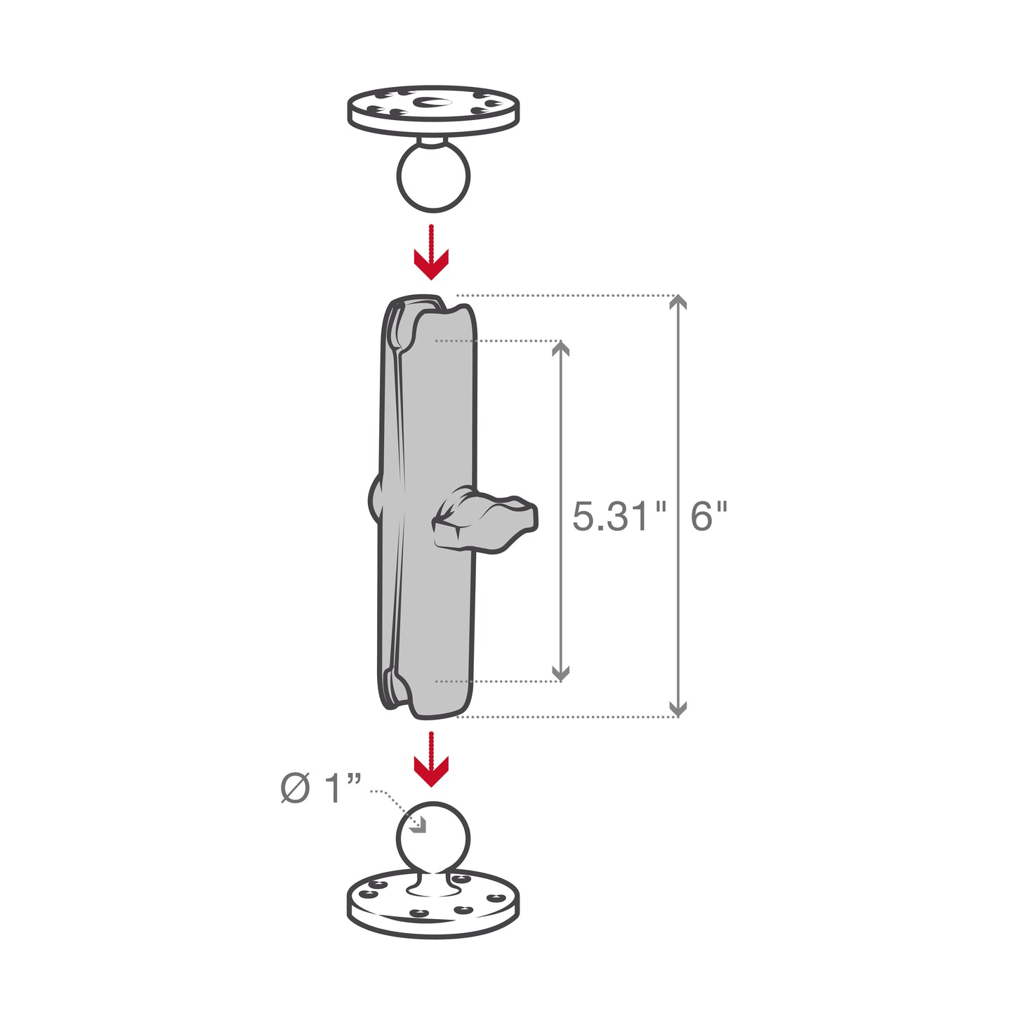 Ram Double Socket Arm - B Size Long | RAM - B - 201U - C - MojoMotoSport.com